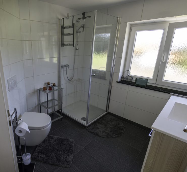 Badezimmer in der Ferienwohnung Heumilch-Hof Fehr in Stiefenhofen im Allgäu